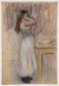 Jeune femme à sa coiffeuse