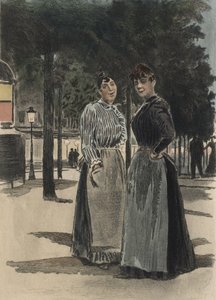 Deux femmes ordinaires sur le boulevard, illustration de 