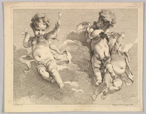 Trois Amours dont un tient une flèche, de Premier...