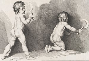 Deux enfants nus debout, du Nouveau Livre des Enfants, 1720-60