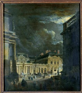 La Place du Palais Royal à Paris au clair de lune - Pierre Antoine Demachy