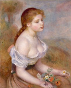 Jeune fille avec des marguerites - Pierre Auguste Renoir