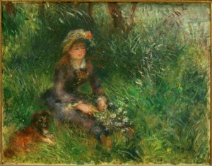 Aline Charigot avec un chien