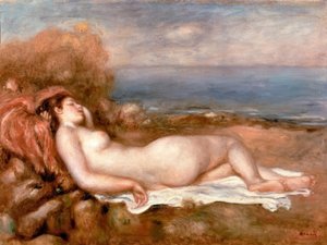 Baigneuse couchée au bord de la mer - Pierre Auguste Renoir