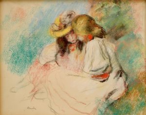 Deux fillettes lisant - Pierre Auguste Renoir
