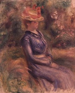 Fille portant un chapeau de paille - Pierre Auguste Renoir