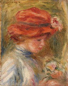 Jeune femme au chapeau rouge - Pierre Auguste Renoir