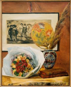 Nature morte au bouquet et à l’éventail - Pierre Auguste Renoir