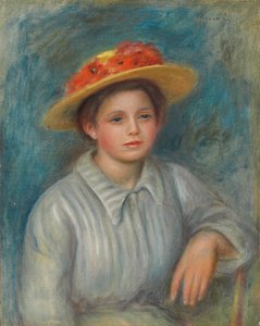 Portrait de femme au chapeau fleuri, vers 1890