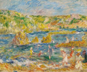 Rochers de Guernesey avec personnages Plage à Guernesey