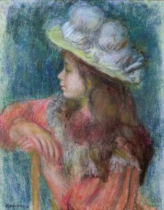 Jeune fille assise avec un chapeau blanc, 1884