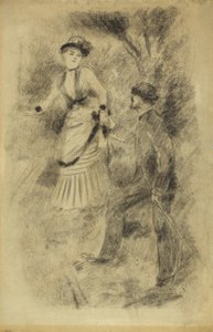 La descente du sommet : Jean Martin stabilise Hélène, la fille du banquier - Pierre Auguste Renoir