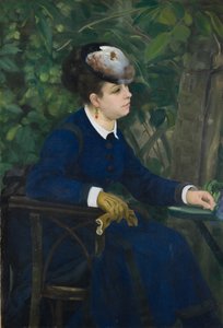 Femme dans un jardin Femme avec un chapeau de mouette