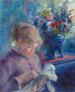Jeune femme en train de coudre - Pierre Auguste Renoir