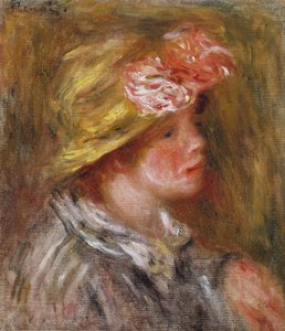 Jeune femme avec un chapeau fleuri