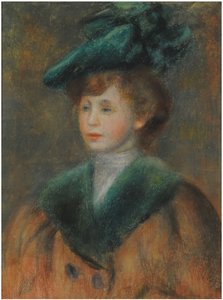 Jeune femme avec un chapeau vert - Pierre Auguste Renoir