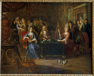 Nobles joueurs de cartes jouant aux cartes dans un salon