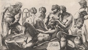 Huit satyres et satyresses terminant un repas - Pierre Biard