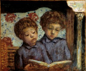 Enfants Jean et Charles Terrasse lisant