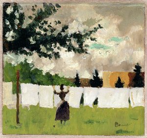 Femme étendant du linge - Pierre Bonnard