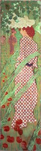 Femmes au jardin: femme à la robe quadrillée, 1891