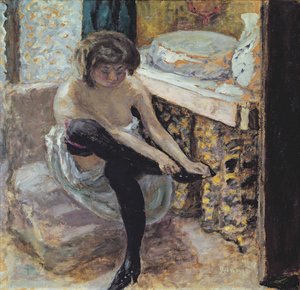 Femme aux bas noirs ou, Femme à sa toilette, vers 1900