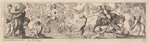 Putti et satyres tirant des flèches - Pierre Brebiette