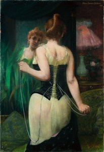Jeune femme ajustant son corset, 1893