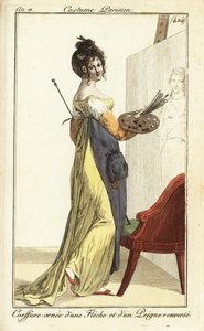 Femme artiste devant une peinture à l