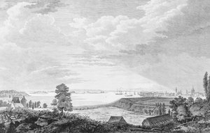 Vue sud-ouest de la ville de New York, en Amérique du Nord, vers 1768