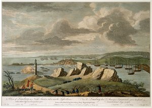 Vue de Louisbourg en Amérique du Nord prise près du phare lorsque cette ville fut assiégée en 1758