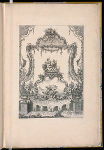 Panneau ornemental avec un double cartouche montrant un dieu de la rivière, une nymphe et une fontaine - Pierre Edme Babel