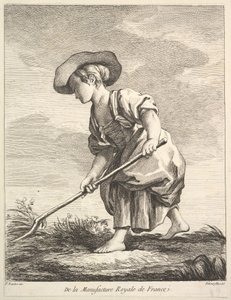 Petite fille faisant des travaux agricoles, du Premier Livre de Figures d