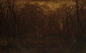 La forêt en hiver au coucher du soleil