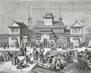 Chine, Shanghai, Maison des Douanes de Shanghai, gravure