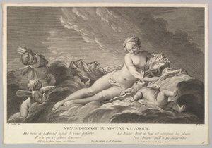 Vénus donnant du nectar à Cupidon, 18ème siècle - Pierre François Basan