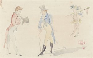 Légère esquisse de deux dandys se rencontrant et un ballet-amour - Pierre François Eugène Giraud