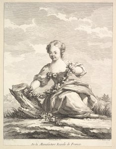 Petite fille tenant une guirlande de fleurs, de Deuxième Livre de Figures d