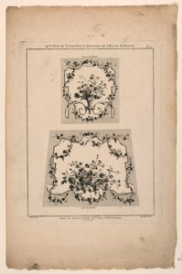 Dessins pour sièges de tapisserie, planche 1 de "Cahier de Cartouches et Ornemens de l