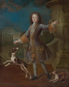 Louis XV de France avec deux chiens - Pierre Gobert