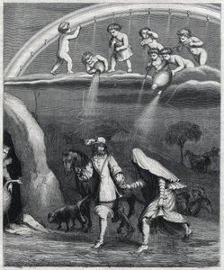 Énée et Didon surpris par la pluie dans la forêt. Illustration de « Virgile travesti » par Paul Scarron (1610-1660), une parodie de « L