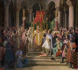 Philippe Auguste (1165-1223) Roi de France prenant la bannière à Saint-Denis, 24 juin 1190, 1841 - Pierre Henri Revoil