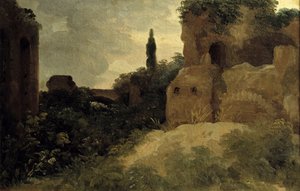 À la Villa Farnese, ruines romaines Peinture de Pierre Valenciennes (1750-1819) 18ème siècle