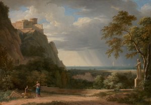 Paysage classique avec figures et sculpture - Pierre Henri de Valenciennes