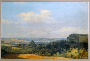 La pyramide de Cestius à Rome - The Cestius pyramide in Rome. Paper on cardboard ...