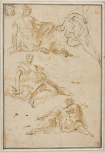 Croquis de quatre figures féminines drapées (pour pendentifs) - Pierre Hubert Subleyras