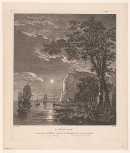 Paysage nocturne avec des navires sur la côte - Pierre Jacques Duret