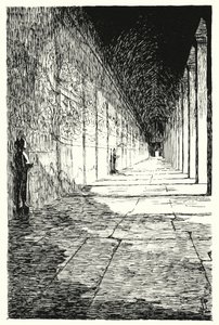 Galerie du premier étage, Angkor Vat (gravure) - Pierre Jeannerat de Beerski
