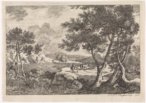 Paysage avec des arbres au premier plan - Pierre Joseph Jacques Tiberghien