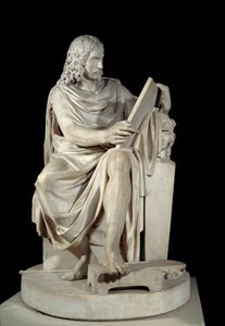Le peintre français Nicolas Poussin (1594-1660). Sculpture en marbre par Pierre Julien (1731-1804) - Pierre Julien